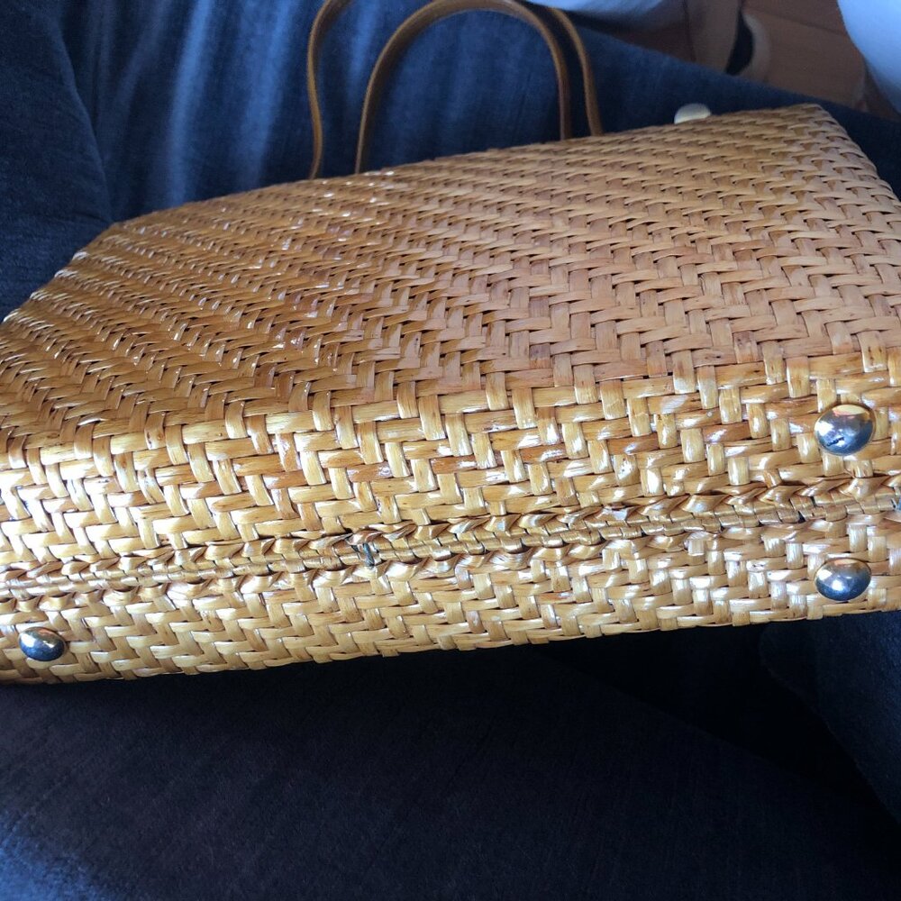 Vintage Rodo Wicker Handbag Rectangular 12x8inches - image 4